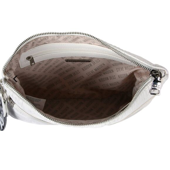 Steve Madden BMalibna Web Logo Quilted Wristlet- White